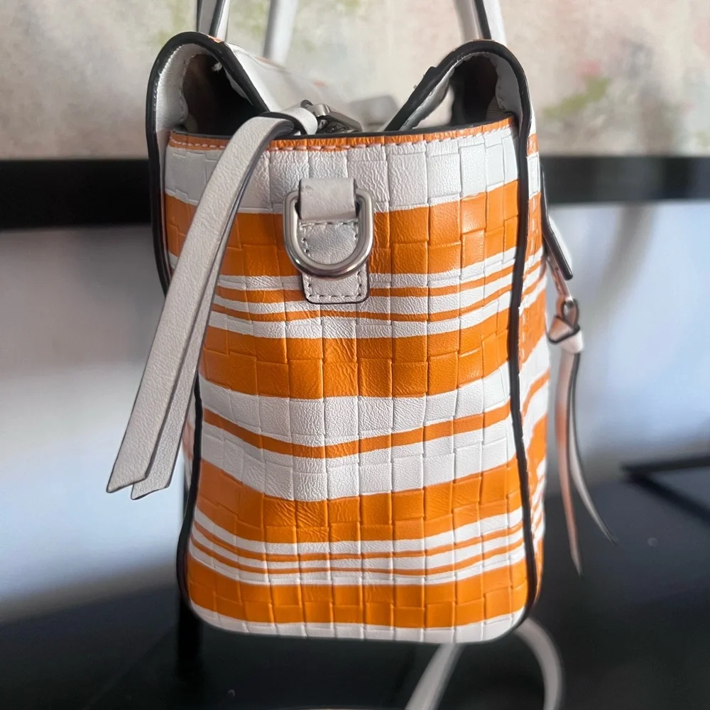 Coach Mini Riley Bleecker White & Orange Striped Mini Satchel/Crossbody 2014 - Picture 6 of 12